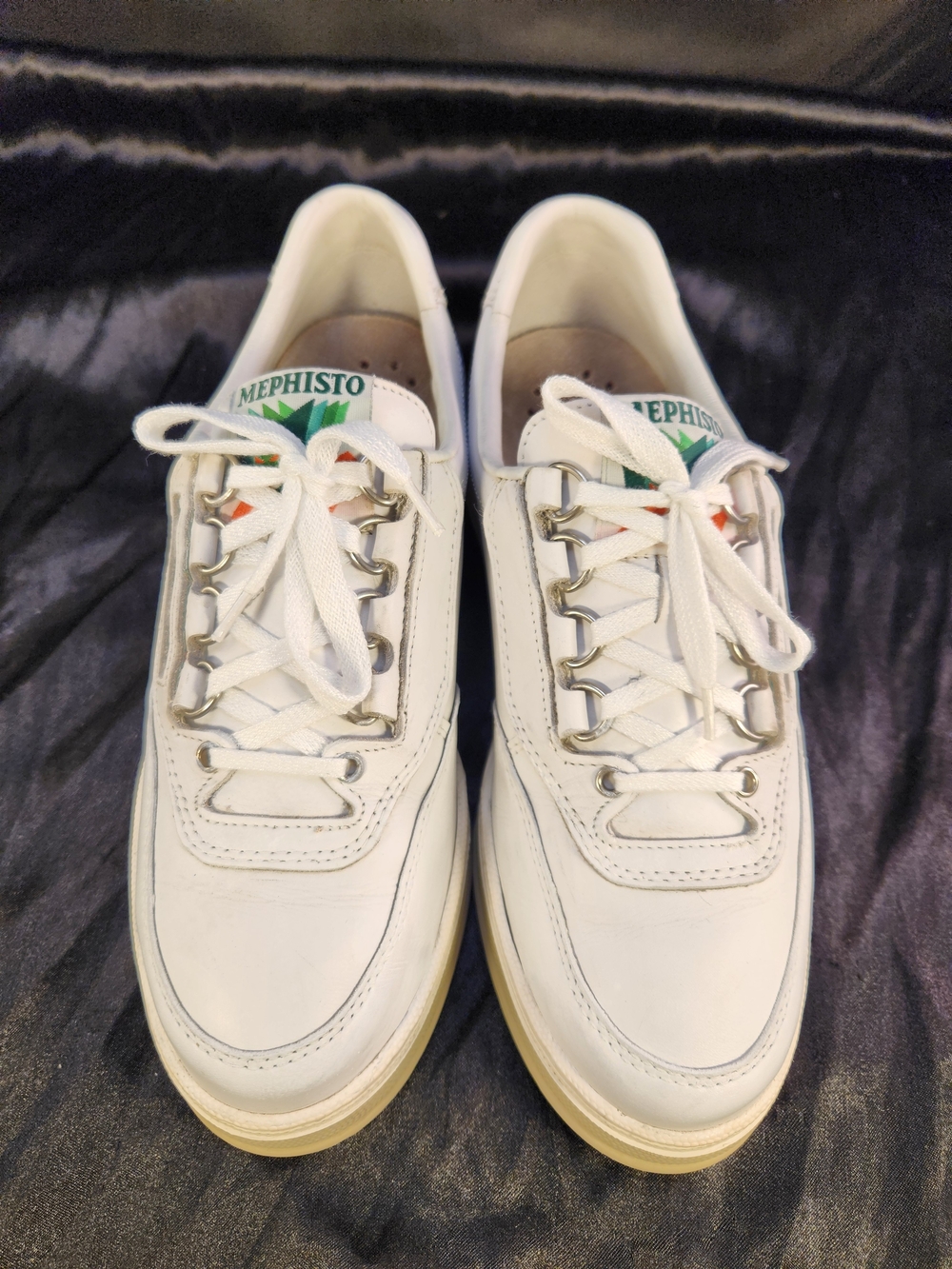 MEPHISTO RUNOFF MATCH WOMEN WHITE LEATHER SNEAKERS  SHOES SIZE UK 5/ US 7.5 EUC